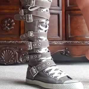 Knee High Converse All Star with Buckles, zipper back  (men's 8/women's 7/ UK 5)